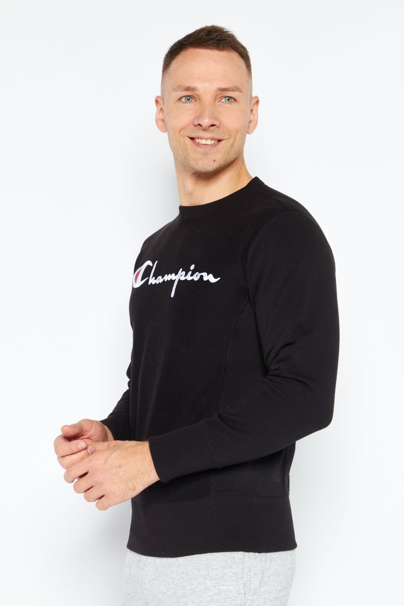 Champion Men Sportswear Fit Long Sleeves Outdoor Sweatshirt, Black - Image 2